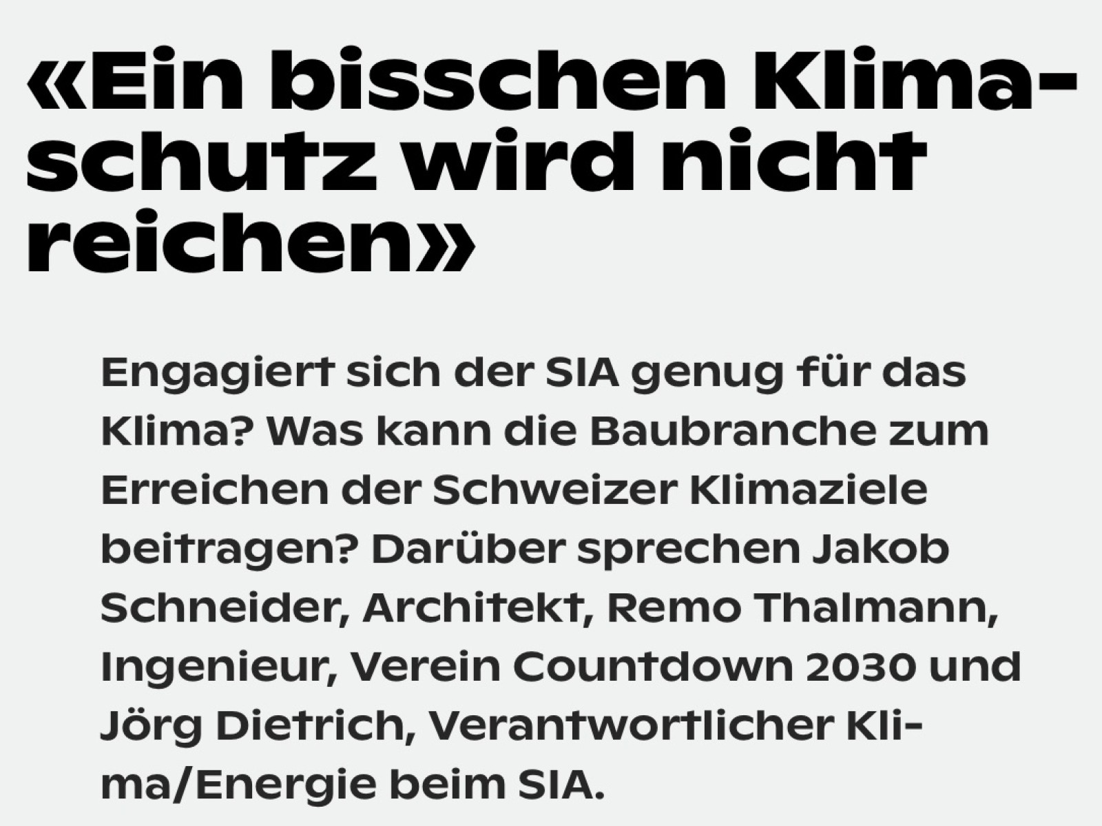 «Ein bisschen Klimaschutz wird nicht reichen»