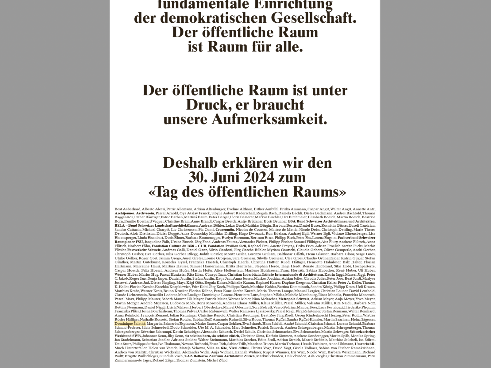 Open square «Tag des öffentlichen Raumes»