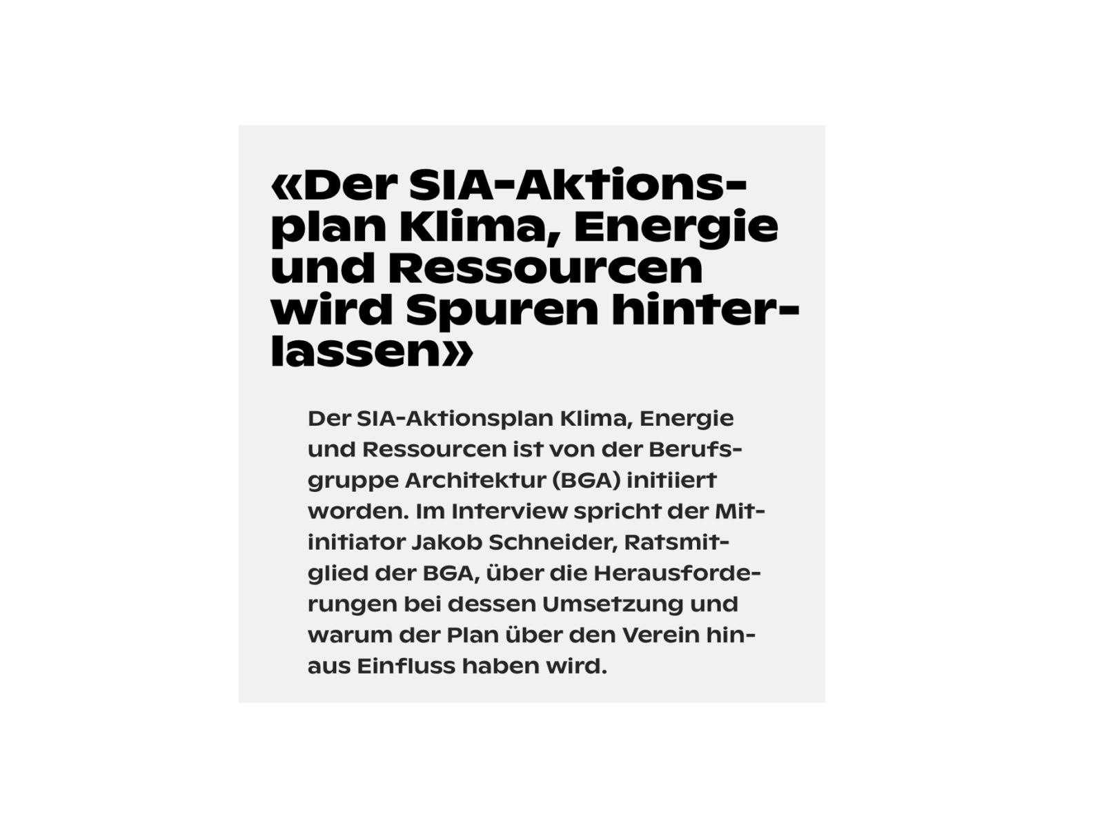 SIA_Aktionsplan Klima, Energie und Ressourcen